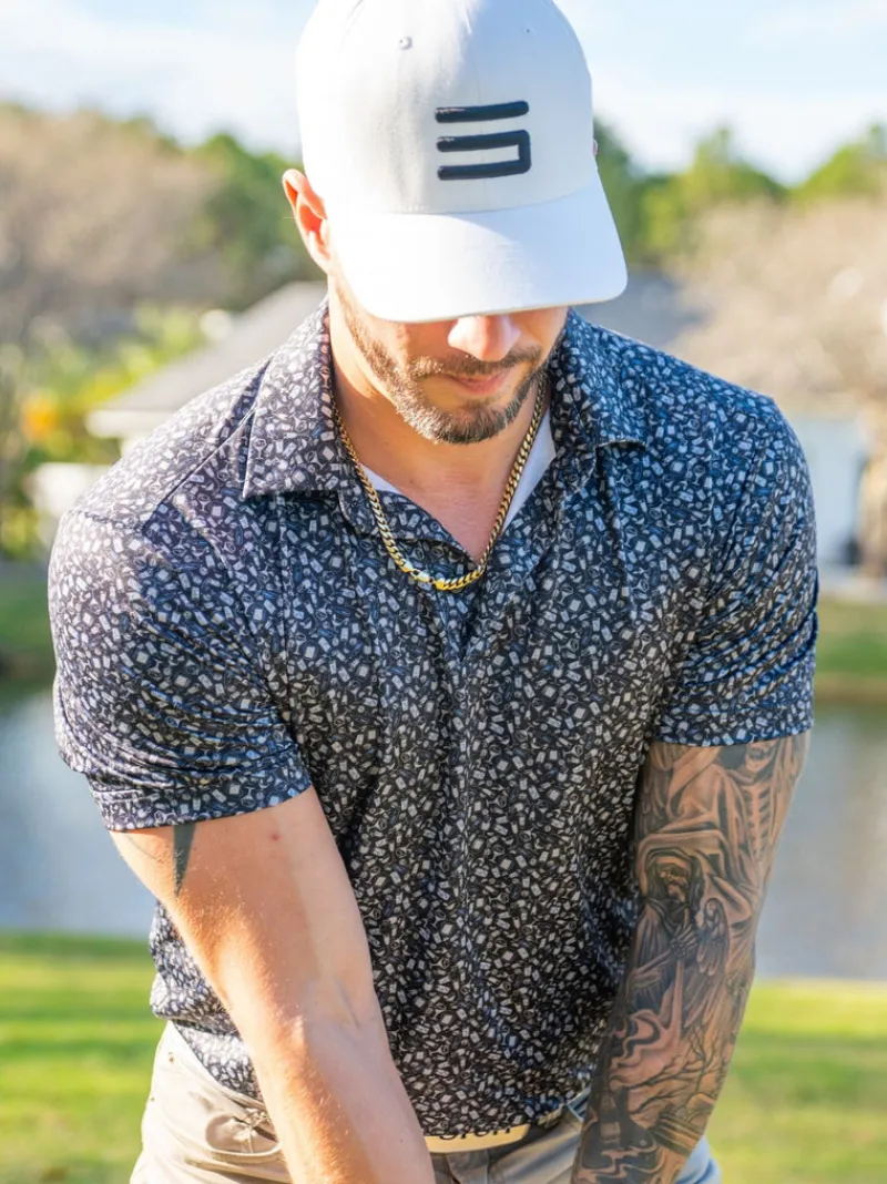 Men’s Print Golf Polos-Three Sixty Six Hot