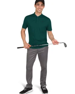 Men's Solid Collarless Golf Polo-Three Sixty Six New