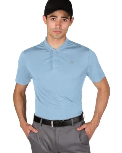 Men's Solid Collarless Golf Polo-Three Sixty Six New