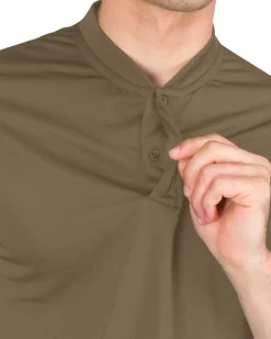 Men's Solid Collarless Golf Polo-Three Sixty Six New