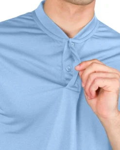 Men's Solid Collarless Golf Polo-Three Sixty Six New