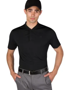 Men's Solid Collarless Golf Polo-Three Sixty Six New