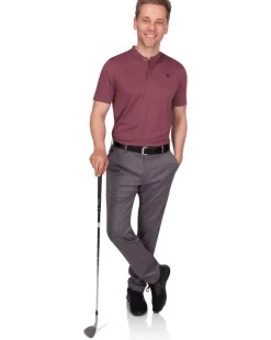 Men's Thin-Striped Collarless Golf Polos-Three Sixty Six Discount
