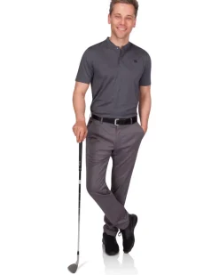 Men's Thin-Striped Collarless Golf Polos-Three Sixty Six Discount