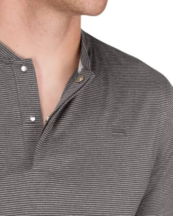 Men's Thin-Striped Collarless Golf Polos-Three Sixty Six Discount