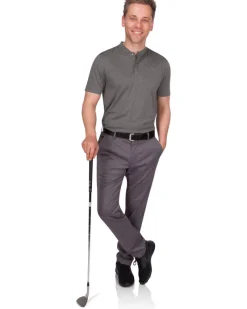 Men's Thin-Striped Collarless Golf Polos-Three Sixty Six Discount