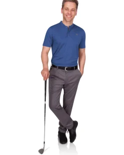 Men's Thin-Striped Collarless Golf Polos-Three Sixty Six Discount