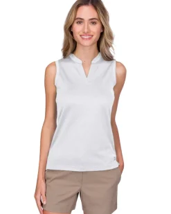 Women's Waffle-Textured Collarless Golf Polo-Three Sixty Six Discount