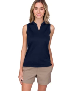 Women's Waffle-Textured Collarless Golf Polo-Three Sixty Six Discount