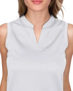 Women's Waffle-Textured Collarless Golf Polo-Three Sixty Six Discount