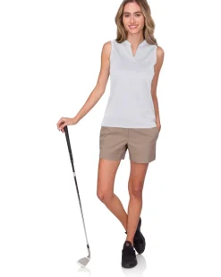 Women's Waffle-Textured Collarless Golf Polo-Three Sixty Six Discount