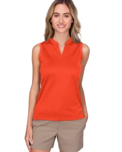 Women's Waffle-Textured Collarless Golf Polo-Three Sixty Six Discount