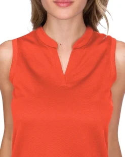 Women's Waffle-Textured Collarless Golf Polo-Three Sixty Six Discount