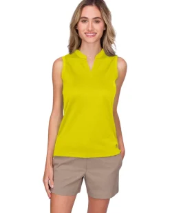 Women's Waffle-Textured Collarless Golf Polo-Three Sixty Six Discount