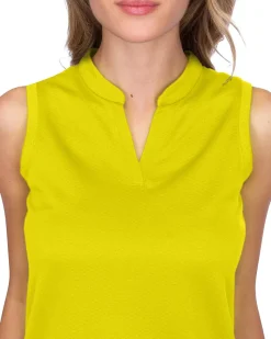 Women's Waffle-Textured Collarless Golf Polo-Three Sixty Six Discount