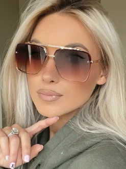 Bella Coffee - Tangle Free Women's Aviator Sunglasses-TopFoxx Discount