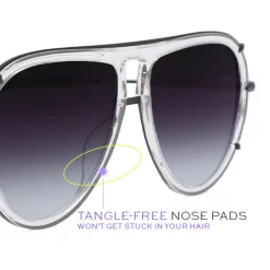 Ivy Luxe - Clear Black Tangle-Free Unisex Round Aviator Sunglasses-TopFoxx Best