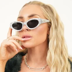 Kat x Money Moves - Silver Women's Cateye Sunglasses-TopFoxx Fashion