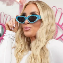 Kat x Money Moves - Blue Women's Cateye Sunglasses-TopFoxx Hot
