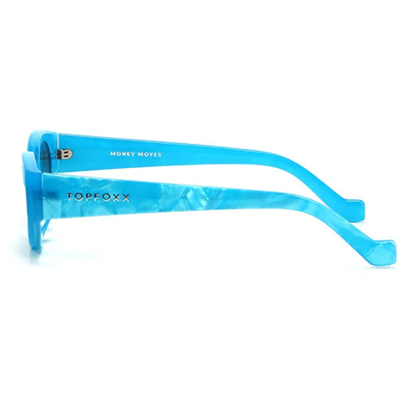 Kat x Money Moves - Blue Women's Cateye Sunglasses-TopFoxx Hot