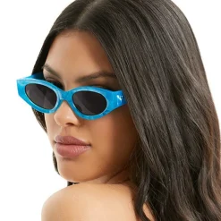 Kat x Money Moves - Blue Women's Cateye Sunglasses-TopFoxx Hot