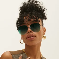 Smaller Megan 2 - Dark Green Metal Aviator Sunglasses-TopFoxx Discount