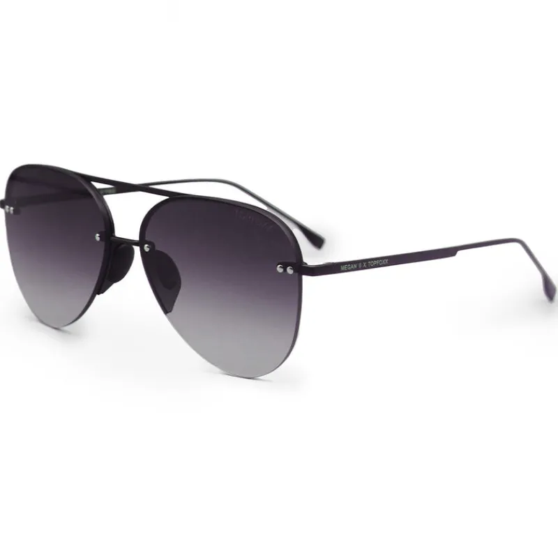 Smaller Megan 2 Faded Black - Tangle Free Women's Aviator Sunglasses-TopFoxx Outlet