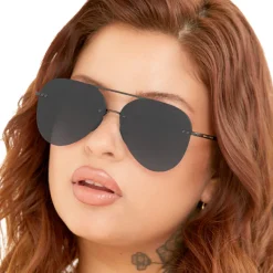 Smaller Megan 2 Jet - Tangle Free Unisex Aviator Sunglasses-TopFoxx Sale