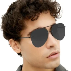Smaller Megan 2 Jet - Tangle Free Unisex Aviator Sunglasses-TopFoxx Sale