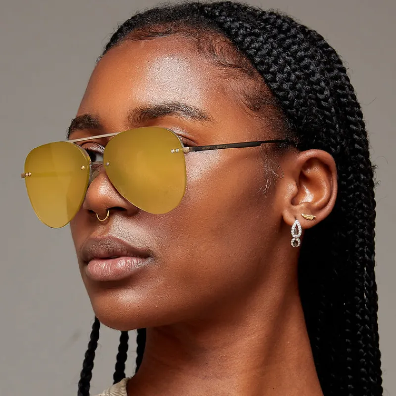 Smaller Megan 2 Mirrored Bronze - Tangle Free Women's Aviator Sunglasses-TopFoxx Online