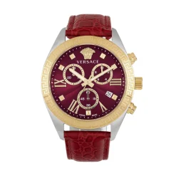 Greca Chrono Leather Watch-Versace Discount