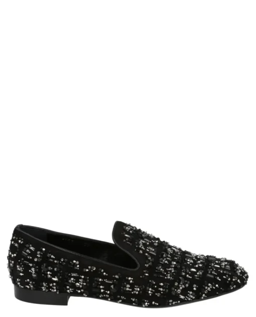 Suede Bead-Embellished Slippers-Versace Clearance