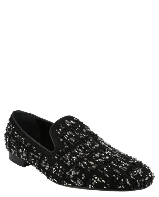 Suede Bead-Embellished Slippers-Versace Clearance