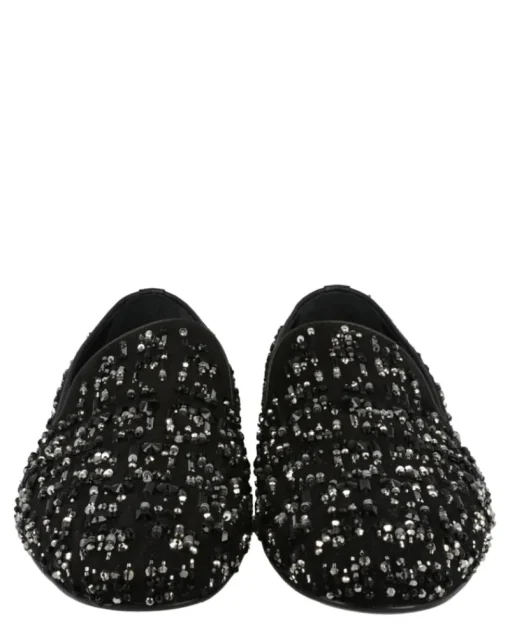Suede Bead-Embellished Slippers-Versace Clearance