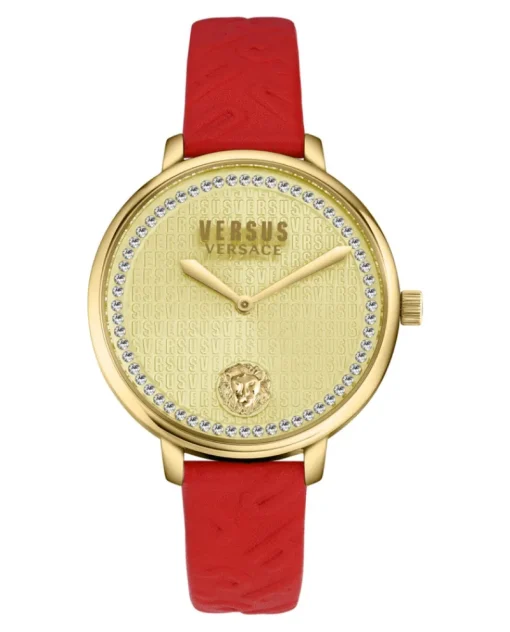 La Villette Crystal Leather Watch-Versus Versace Hot